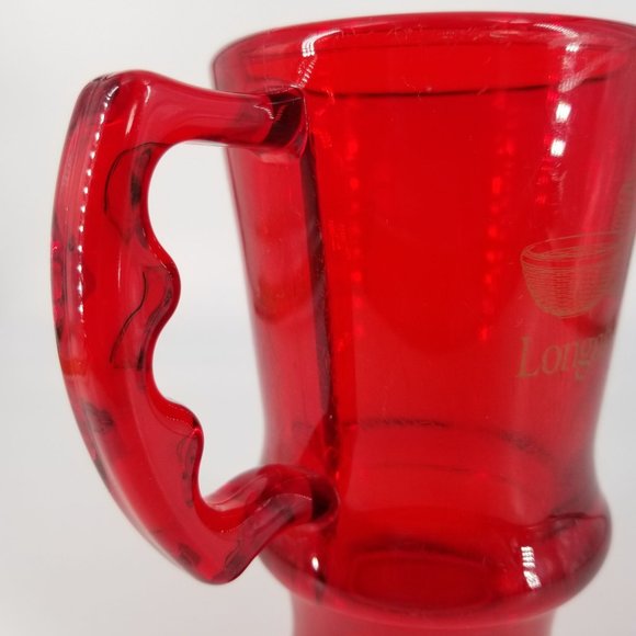Longaberger Plastic Mug Cup Glass Latte Footed Red Cherry Bright 16 Ounce USA - Picture 7 of 10
